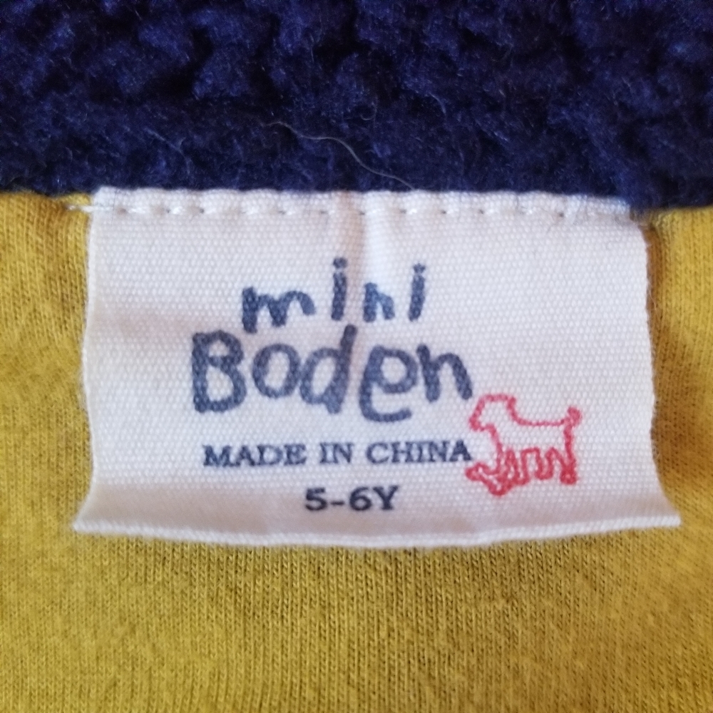 BODEN MINI Navy/Green Convertible Lined Sherpa Jacket Vest. 5-6Y - Picture 5 of 6